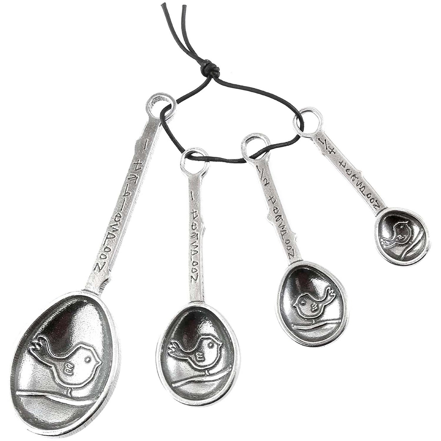 Crosby & Taylor Bird 4-piece Artisan Pewter Measuring Spoon Set, Handmade in the USA