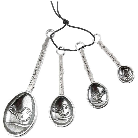 Crosby & Taylor Bird 4-piece Artisan Pewter Measuring Spoon Set, Handmade in the USA