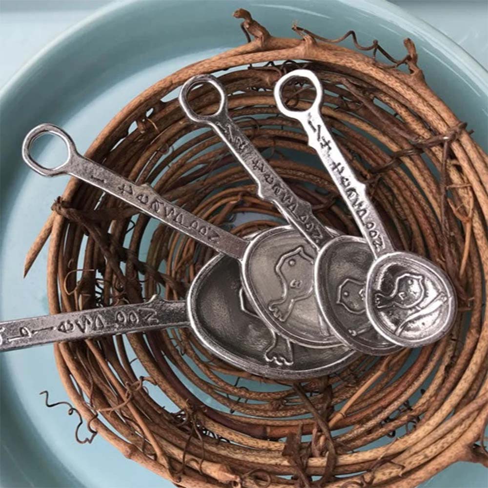Crosby & Taylor Bird 4-piece Artisan Pewter Measuring Spoon Set, Handmade in the USA