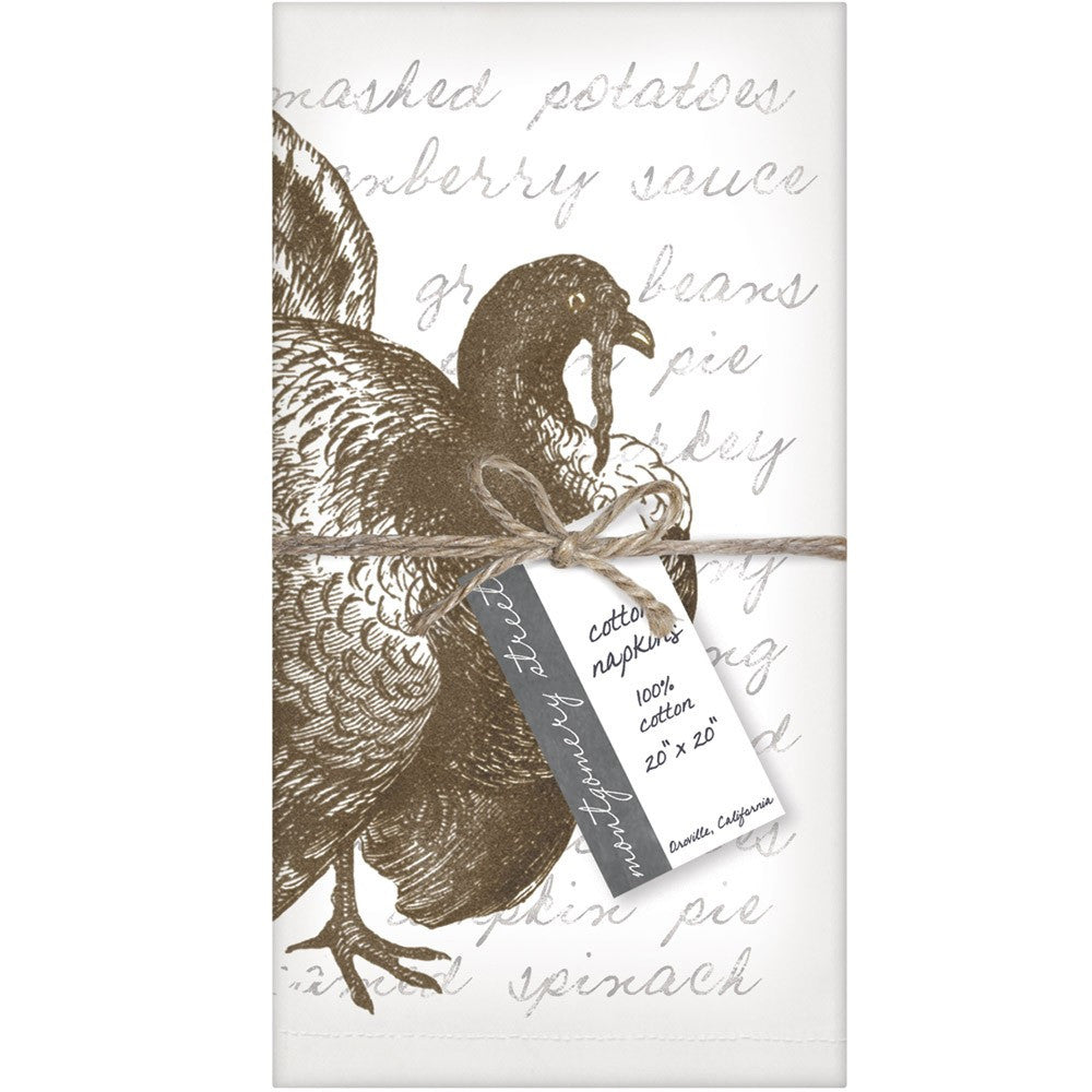 Montgomery Street Thanksgiving Turkey Cotton Napkins, Set of 4 - The Barrington Garage