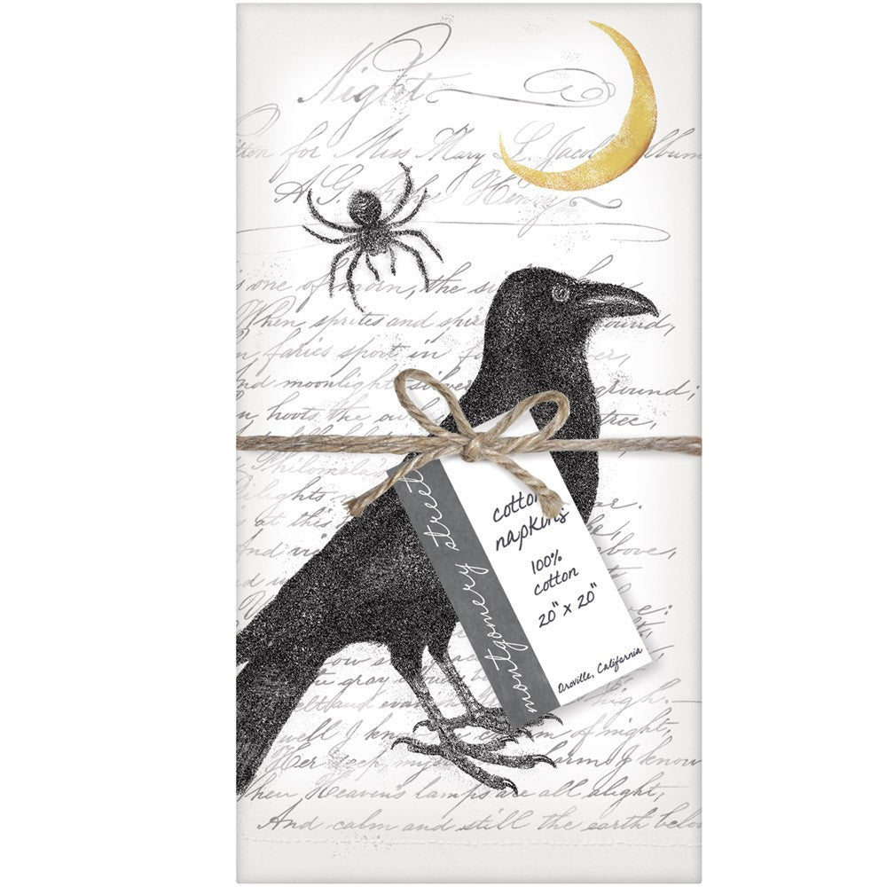 Montgomery Street Raven and Spider Cotton Napkins, Set of 4 - The Barrington Garage