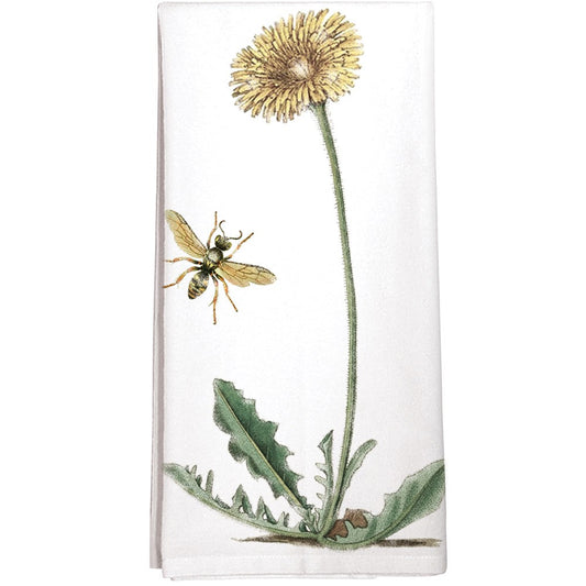 Dandelion and Bee Cotton Flour Sack Dish Towel