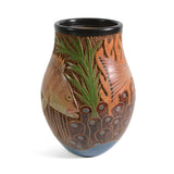 Nicaraguan Pottery Sea Life 7.5" Carved Vase - The Barrington Garage