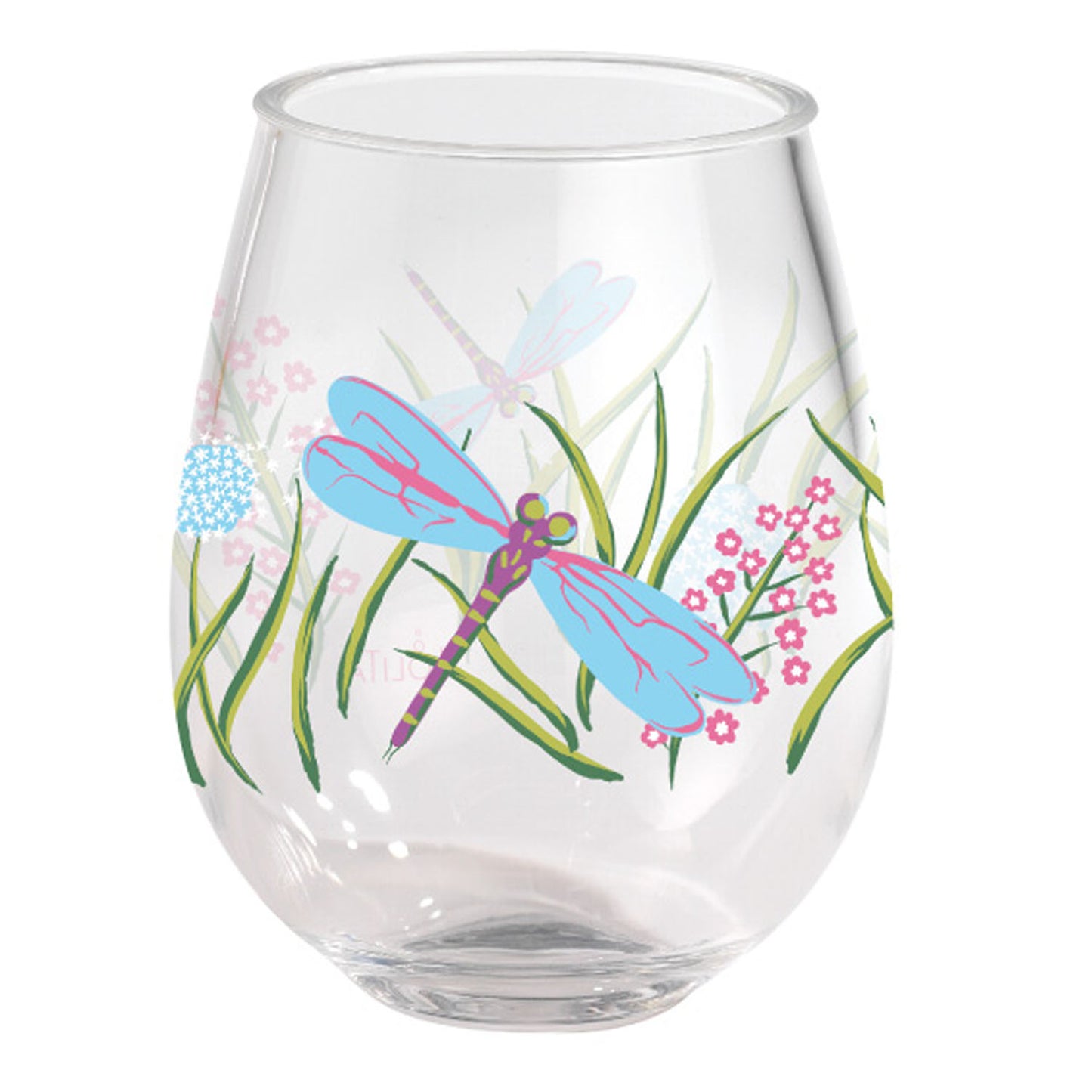 Lolita Dragonfly Acrylic Stemless Wine Glasses, Gift Set of 2