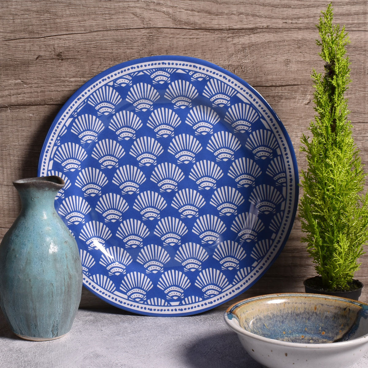 Merritt Designs Periwinkle Shells by Kate Nelligan 11-inch Melamine Dinner Plate, Set of 6