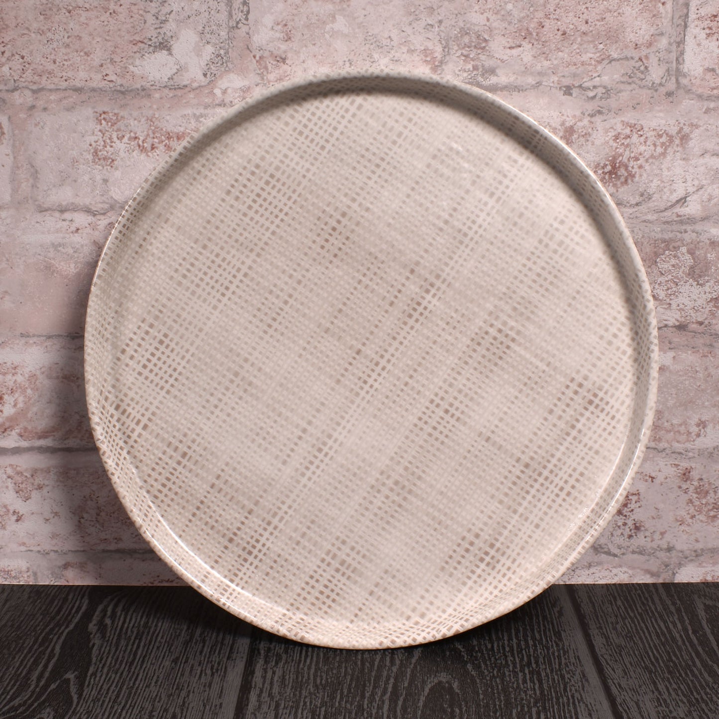 Merritt Designs 10.5-inch Luxe Linen Melamine Dinner Plate/Platter, Beige