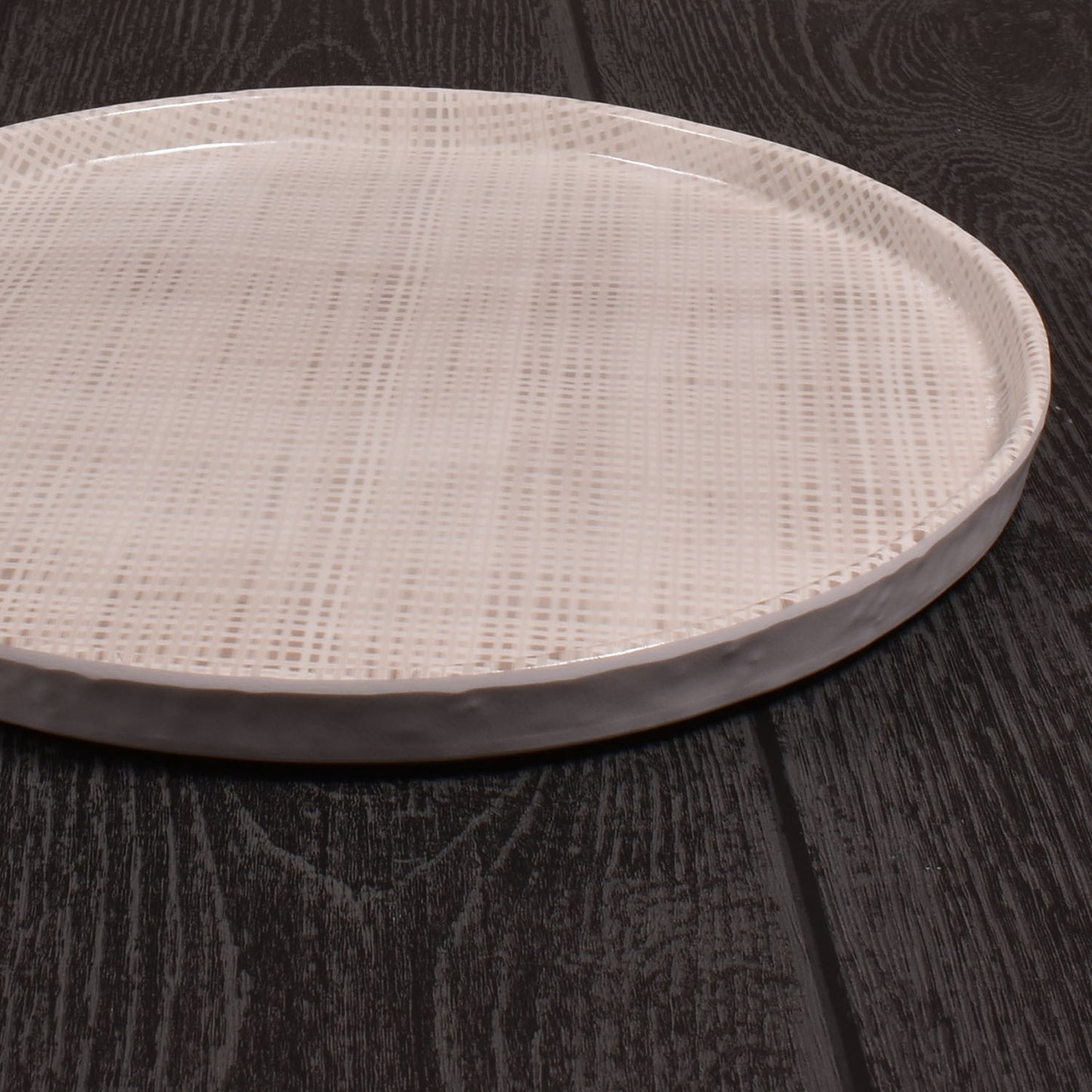 Merritt Designs 10.5-inch Luxe Linen Melamine Dinner Plate/Platter, Beige