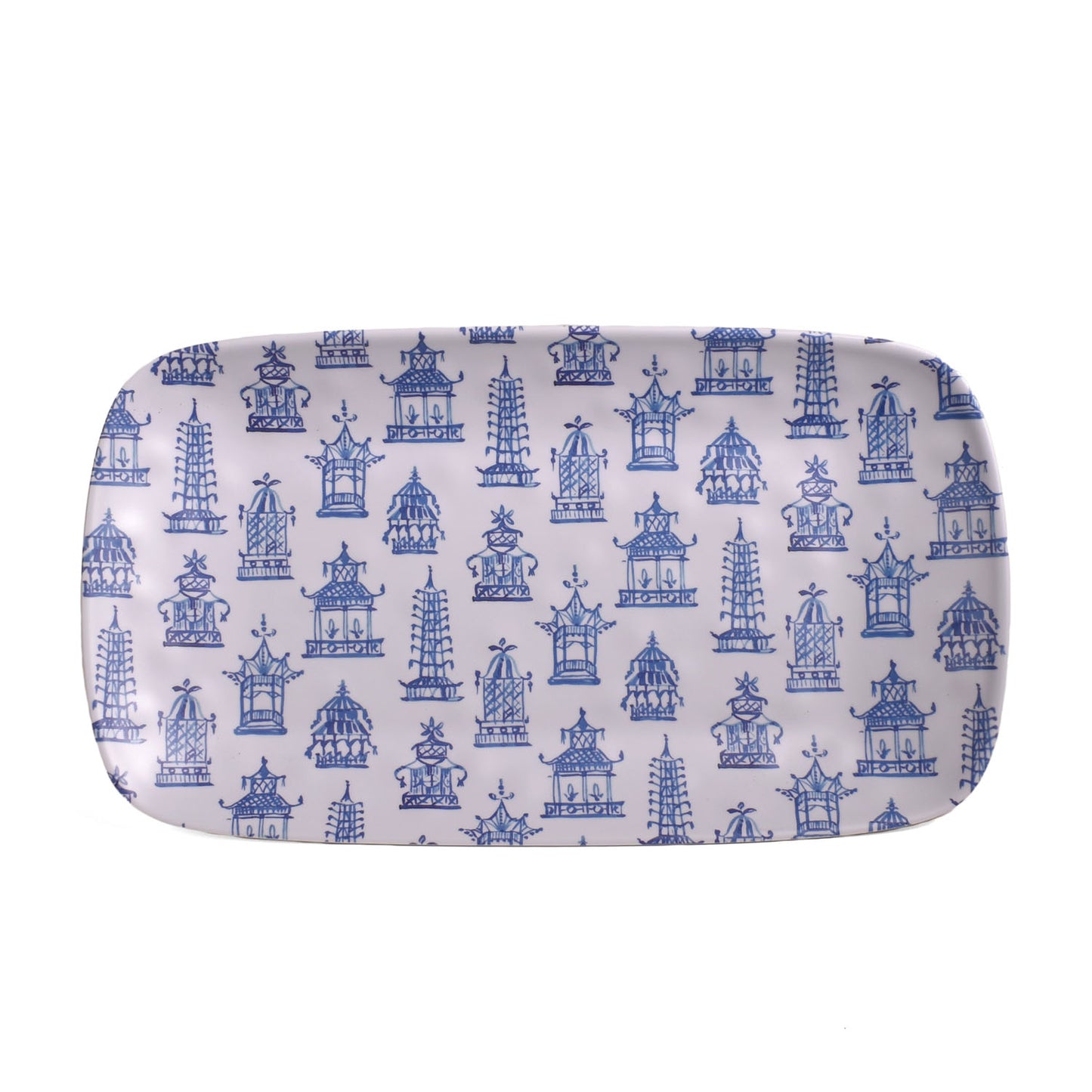 Merritt Chinoiserie 13-3/4" Melamine Serving Tray, Blue/White