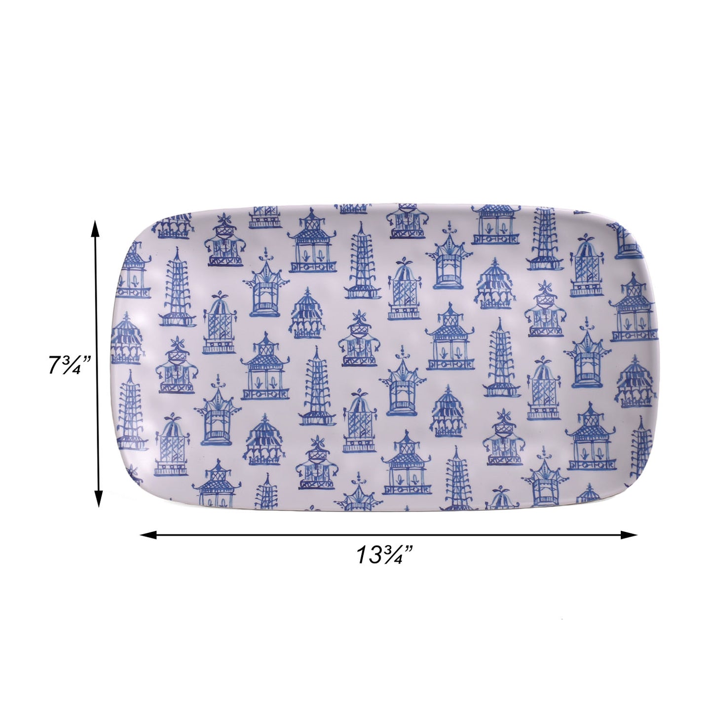 Merritt Chinoiserie 13-3/4" Melamine Serving Tray, Blue/White