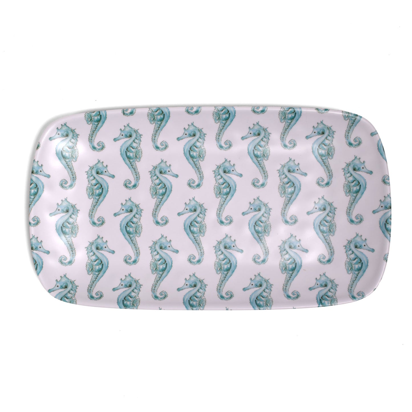 Merritt Seahorse 13-3/4" Melamine Serving Tray, Turquoise Trellis