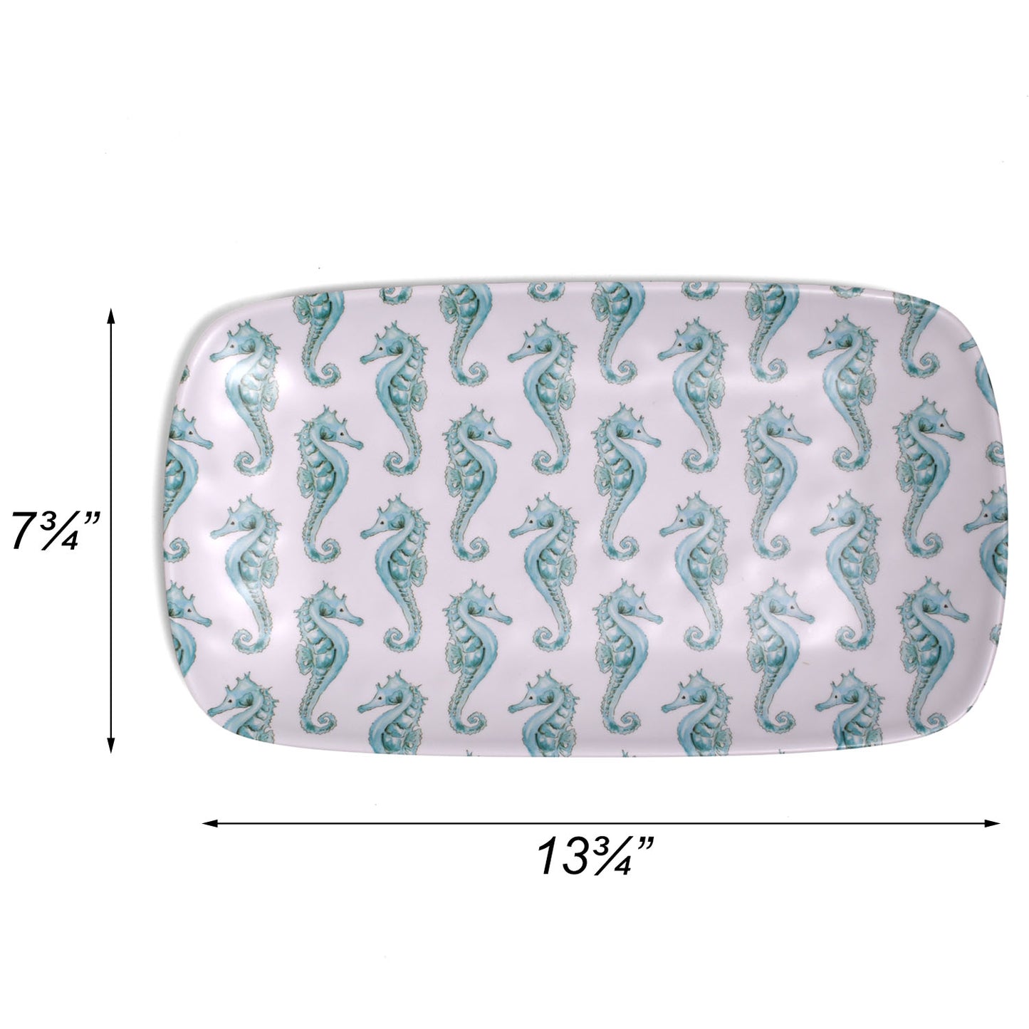 Merritt Seahorse 13-3/4" Melamine Serving Tray, Turquoise Trellis