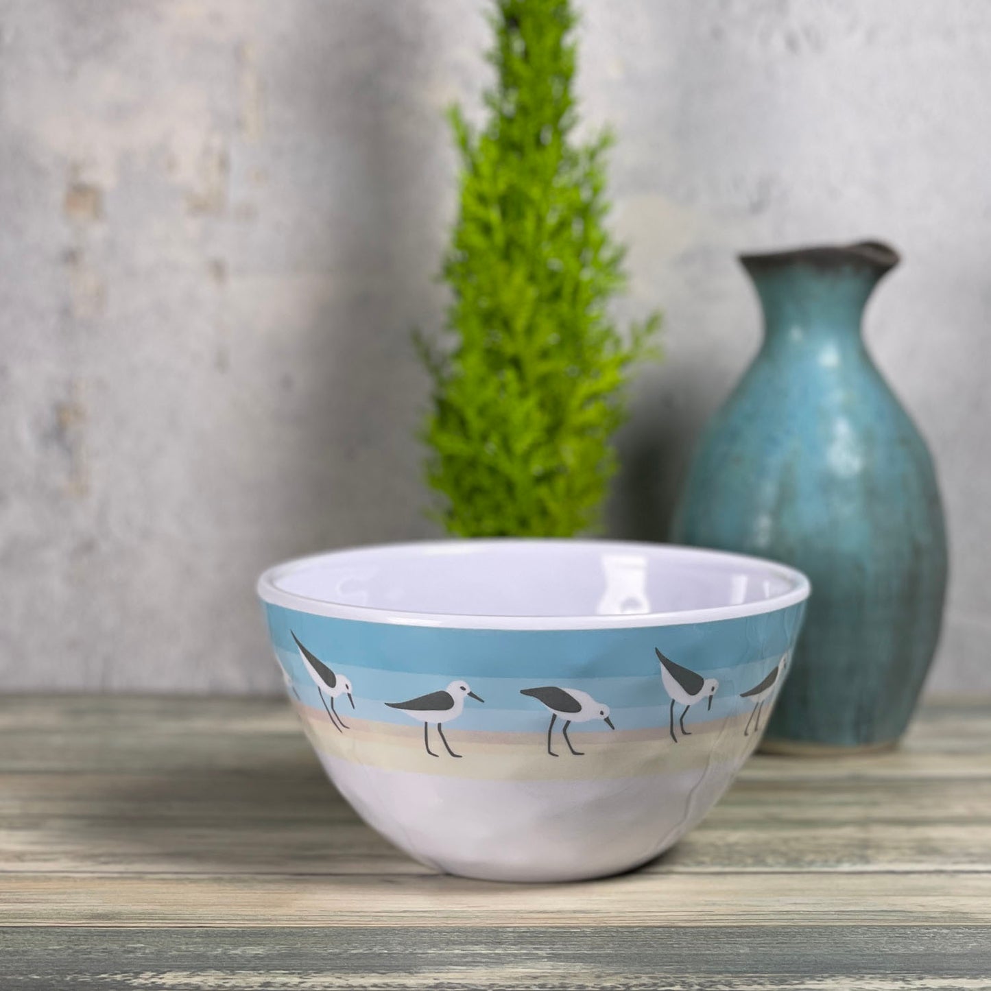Merritt Designs Sandpipers by Kate Nelligan 6-inch Melamine Salad Bowl, Set of 6