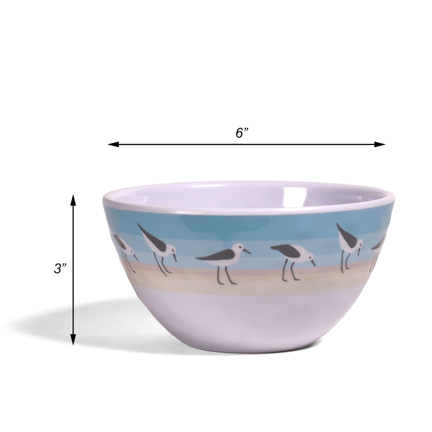 Merritt Designs Sandpipers by Kate Nelligan 6-inch Melamine Salad Bowl, Set of 6
