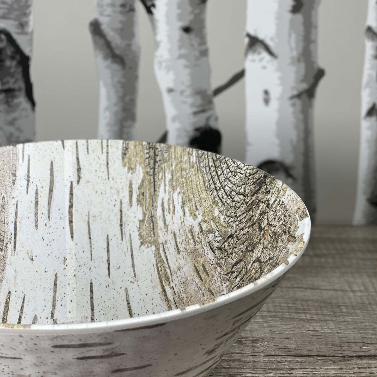 Merritt Designs White Birch 11-inch Round Melamine Serving Bowl