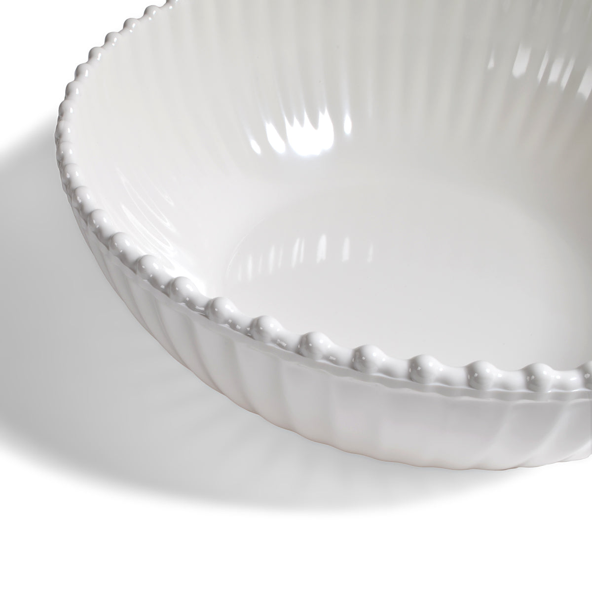 Merritt Beaded Pearl 12-inch Melamine Serving Bowl, Cream