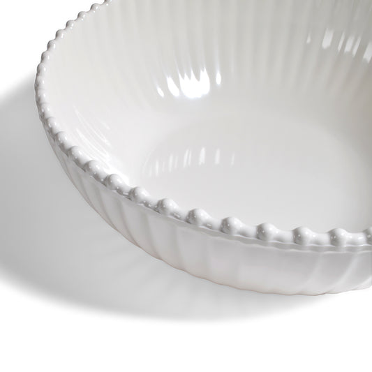 Merritt Beaded Pearl 12-inch Melamine Serving Bowl, Cream