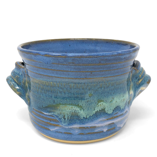 Mosquito Mud Pottery Bread Baker Deep Dish Casserole with Handles, Blue
