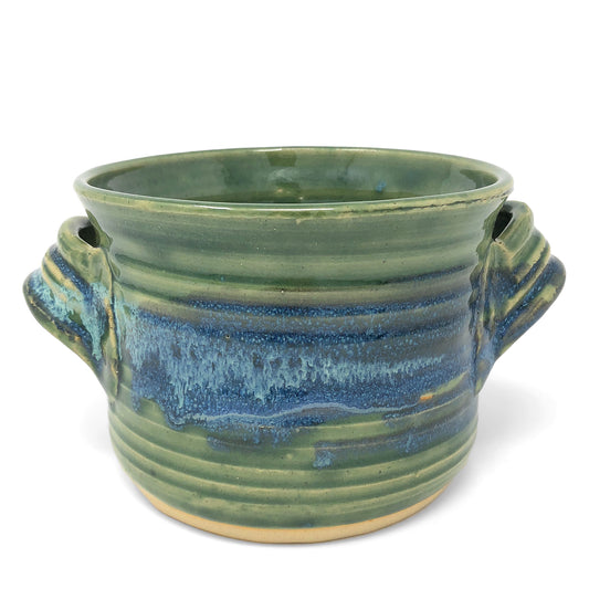 Mosquito Mud Pottery Bread Baker Deep Dish Casserole with Handles, Green