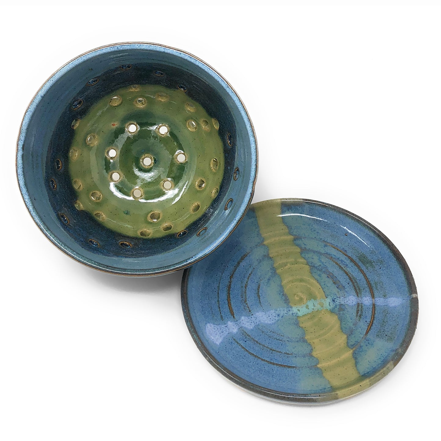 Coastal Clay Co. Handmade American Pottery Berry Bowl with Saucer