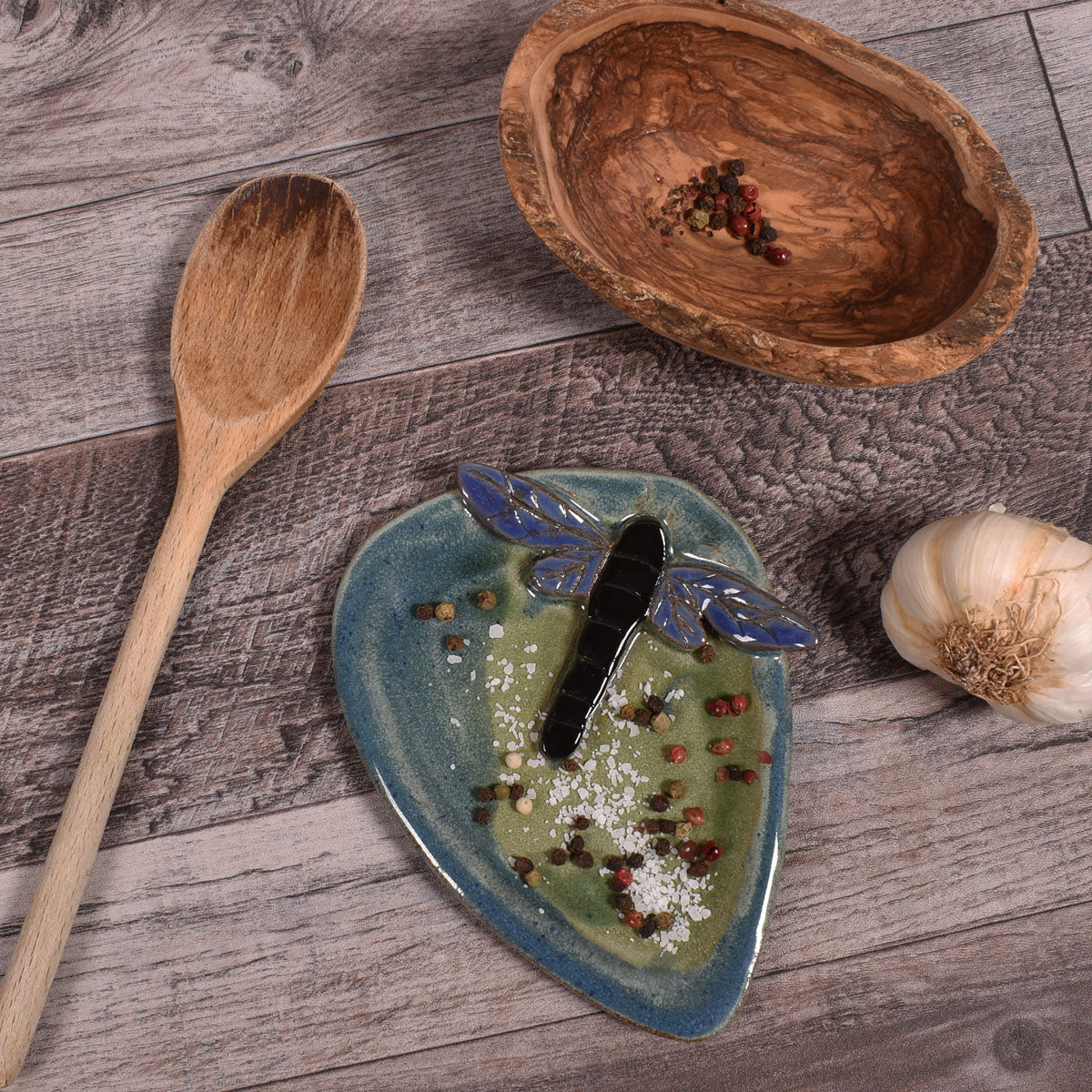 MudWorks Pottery Dragonfly Spoon Rest, Handmade in the USA
