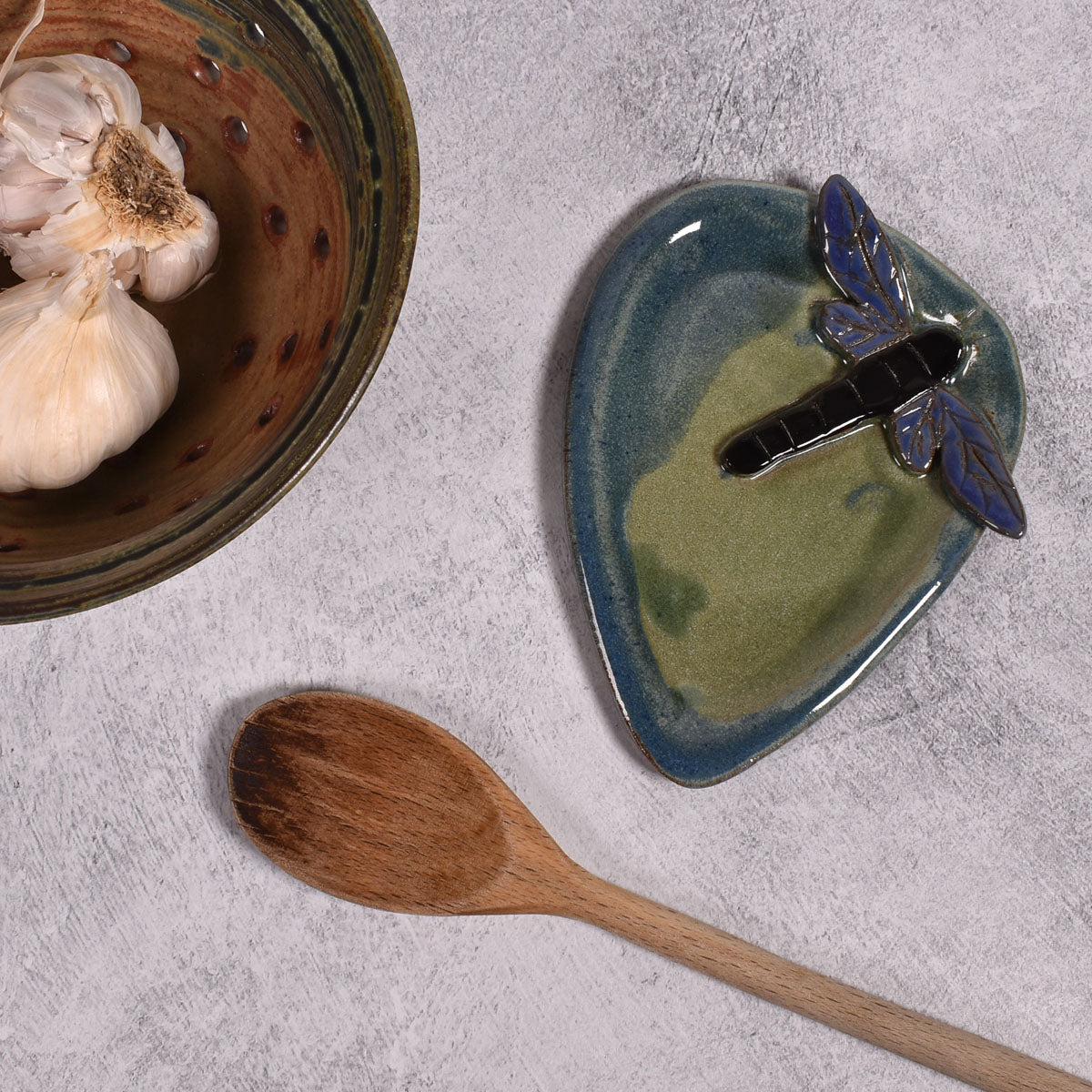 MudWorks Pottery Dragonfly Spoon Rest, Handmade in the USA