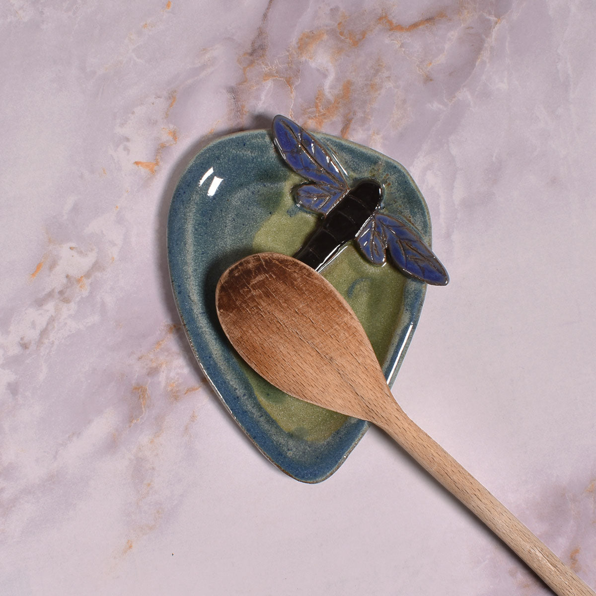MudWorks Pottery Dragonfly Spoon Rest, Handmade in the USA