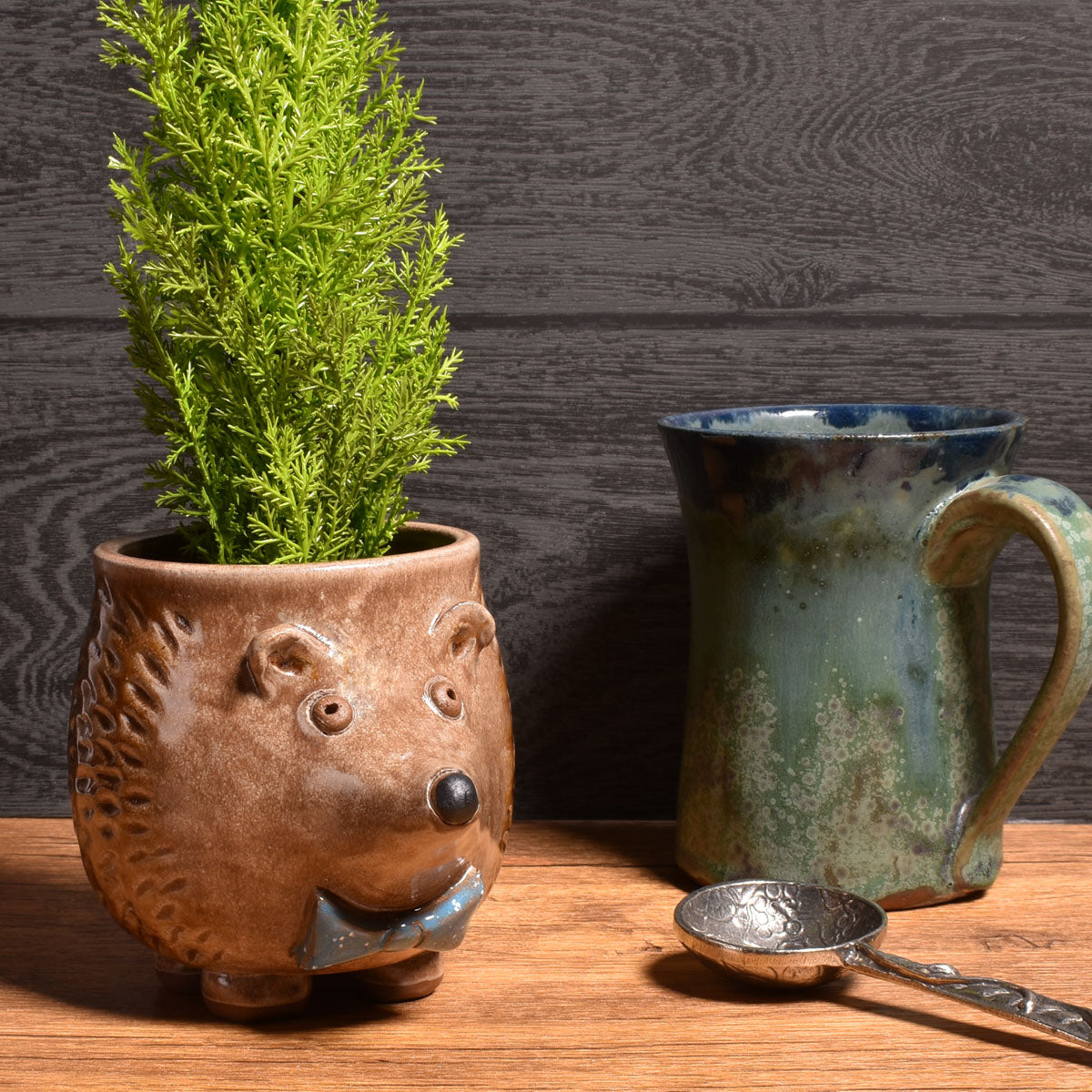 MudWorks Pottery Henry the Hedgehog 3-inch Planter, Handmade in the USA