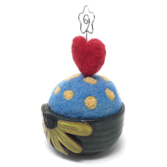 MudWorks Pottery Black-Eyed Susan Hand Felted Note Holder Pincushion