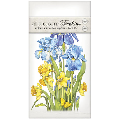 Mary Lake-Thompson Daffodils and Irises Casual Cotton Napkins, Set of 4