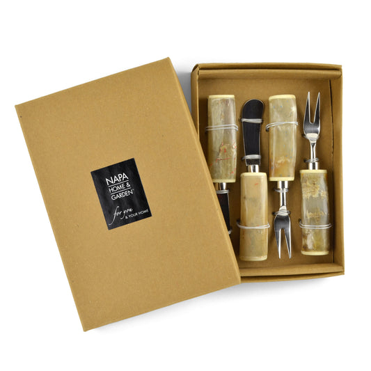 Riverbend 4-piece Fork and Spreader Set with Horn Handles - The Barrington Garage