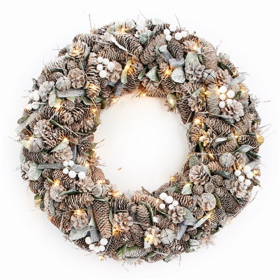 Napa Home & Garden Frosty Woodland 24-inch Wreath, Whitewash Platinum