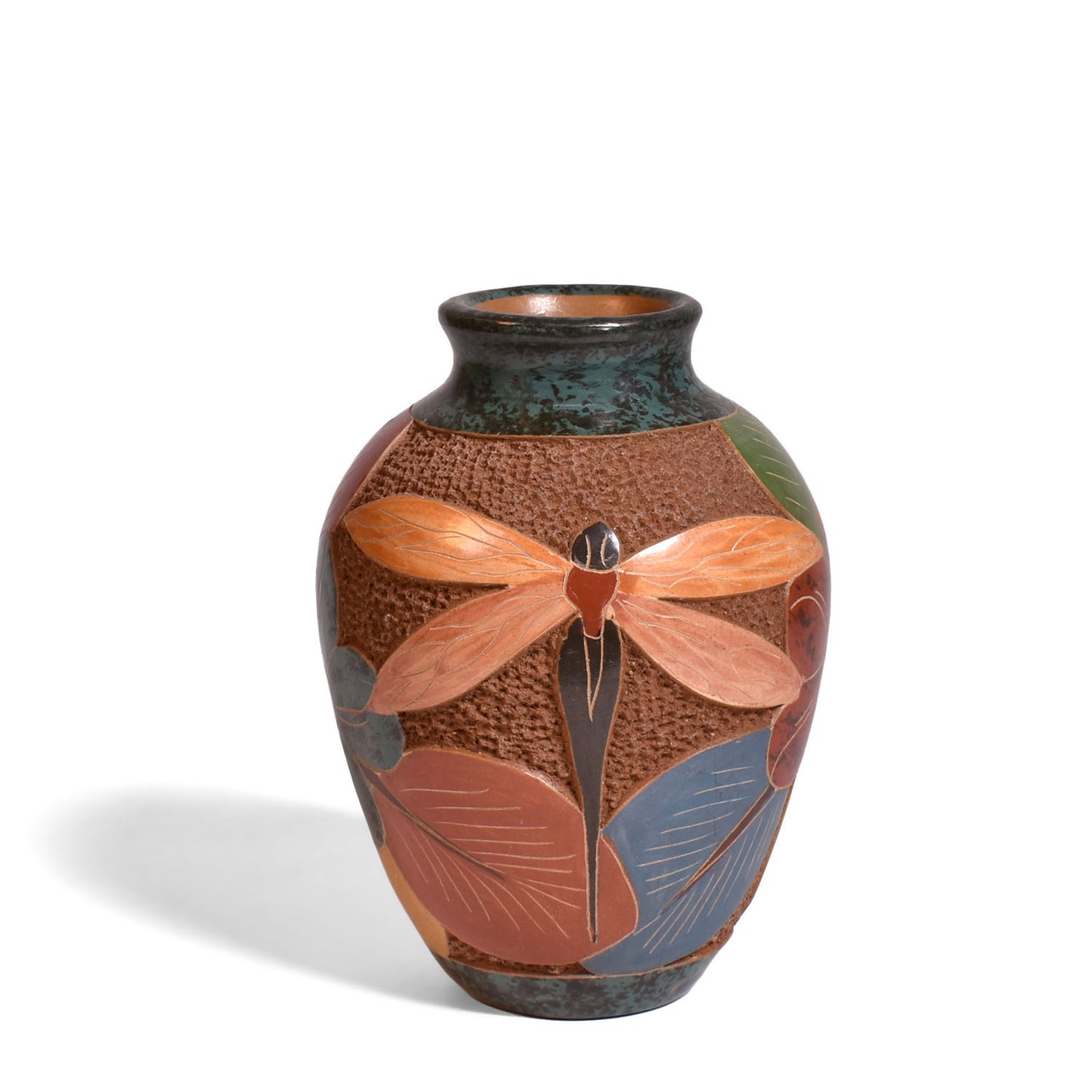 Nicaraguan Pottery 5-inch Mini Hand Carved Vase, Dragonfly