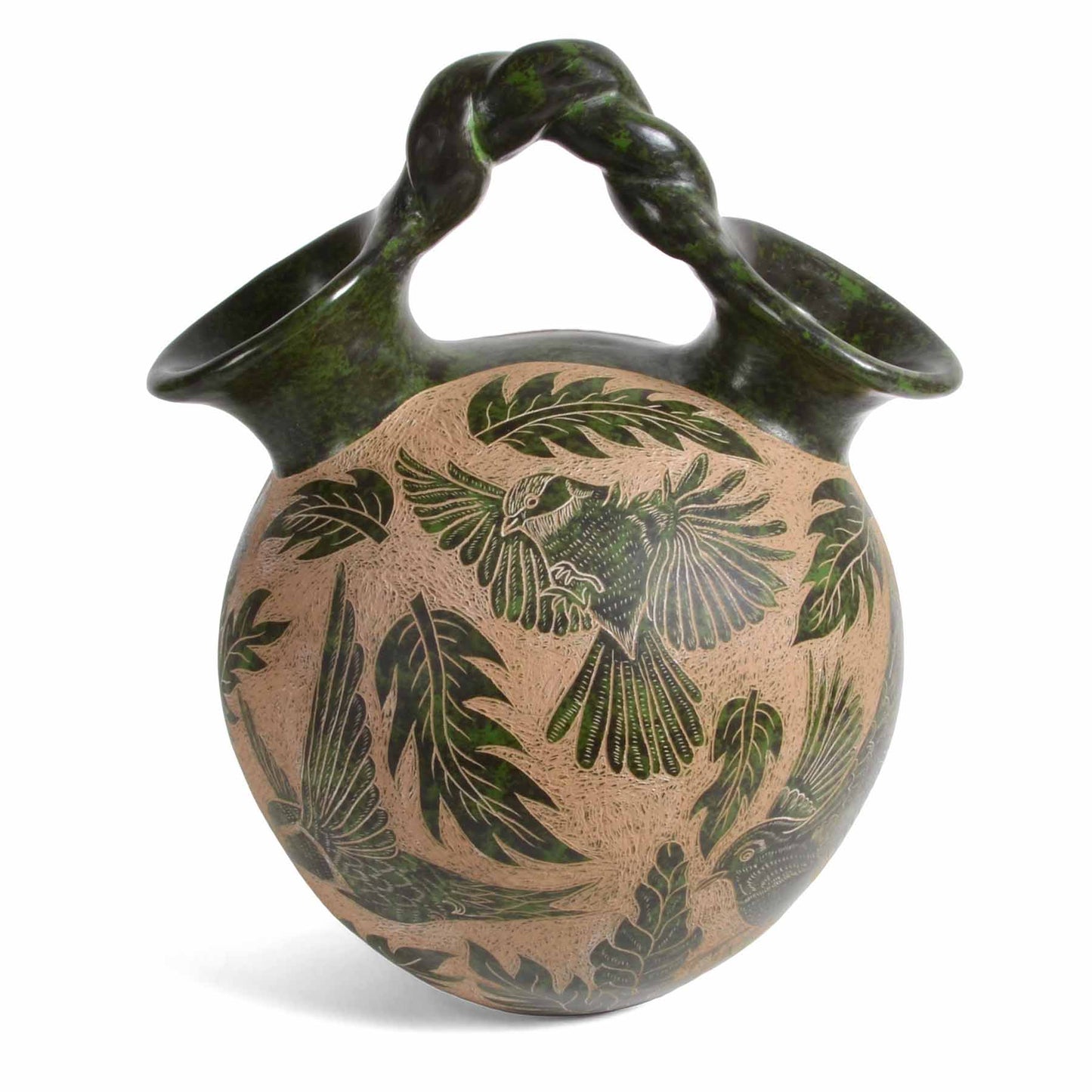 Nicaraguan Pottery 8-inch Pledge Pot with Bird Motif