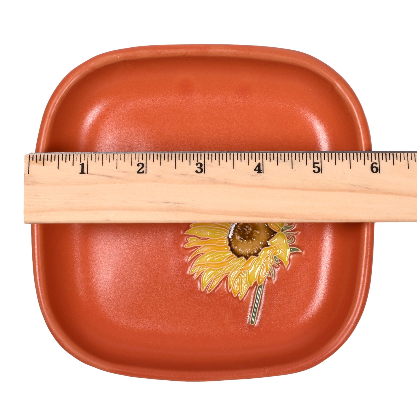 One Acre Ceramics Sunflower 6-inch Square Footed Tray