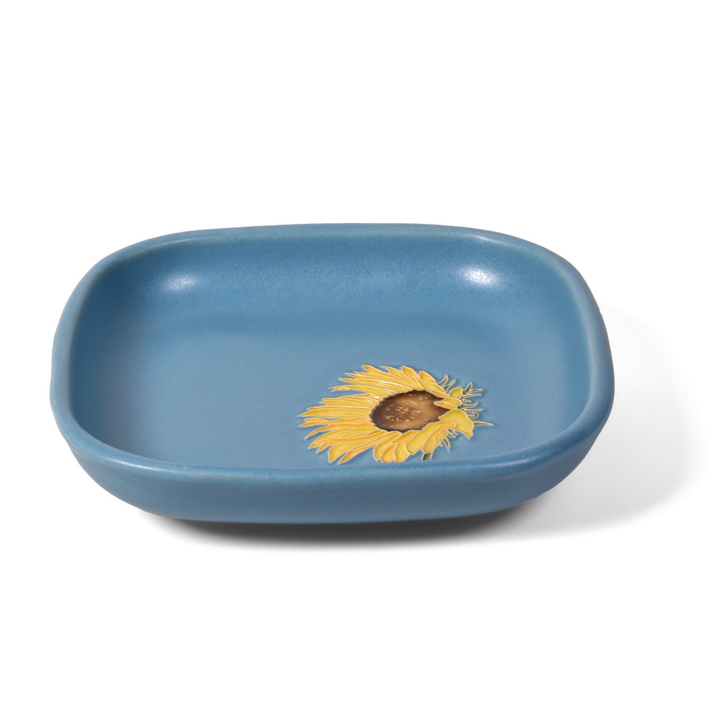 One Acre Ceramics Sunflower 6-inch Square Footed Tray