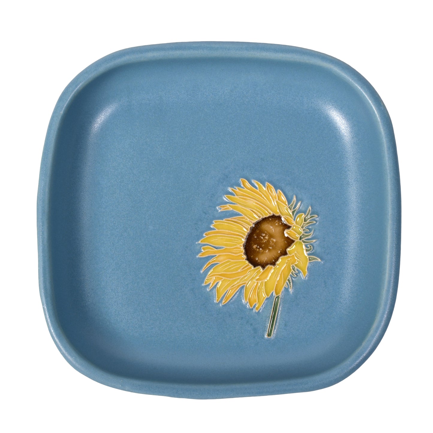 One Acre Ceramics Sunflower 6-inch Square Footed Tray