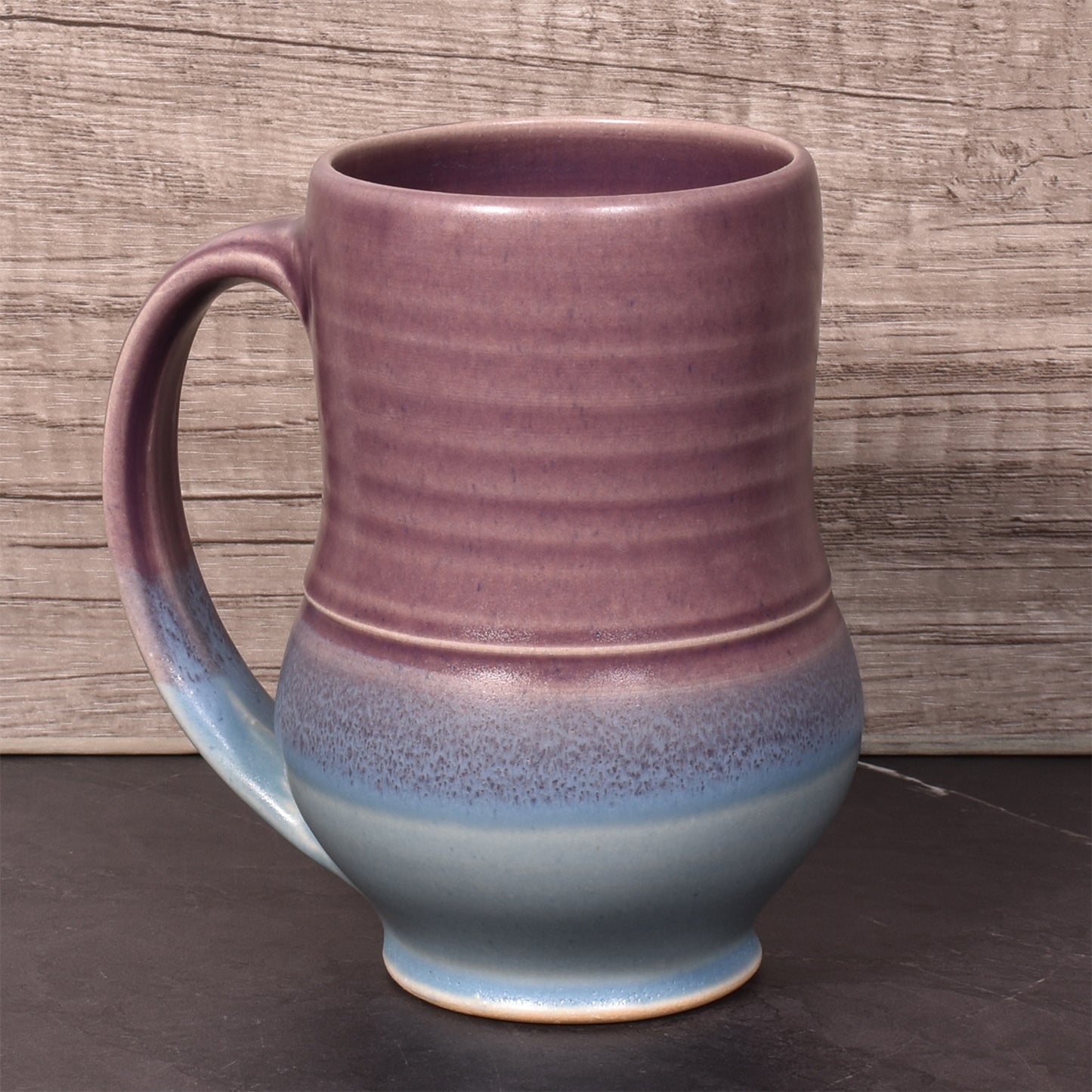 One Acre Ceramics Striped Glaze Pedestal Mug, Purple/Blue