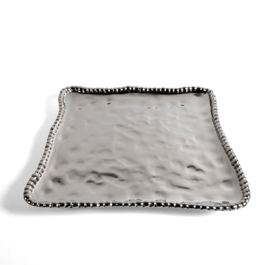 Pampa Bay Verona Titanium-Plated Porcelain 11-inch Square Platter, Silver
