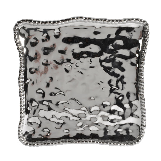 Pampa Bay Verona Titanium-Plated Porcelain 11-inch Square Platter, Silver