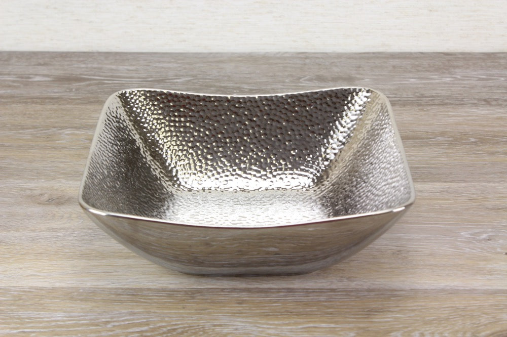 Pampa Bay Hammered Titanium-Plated Porcelain 8.25-inch Square Bowl