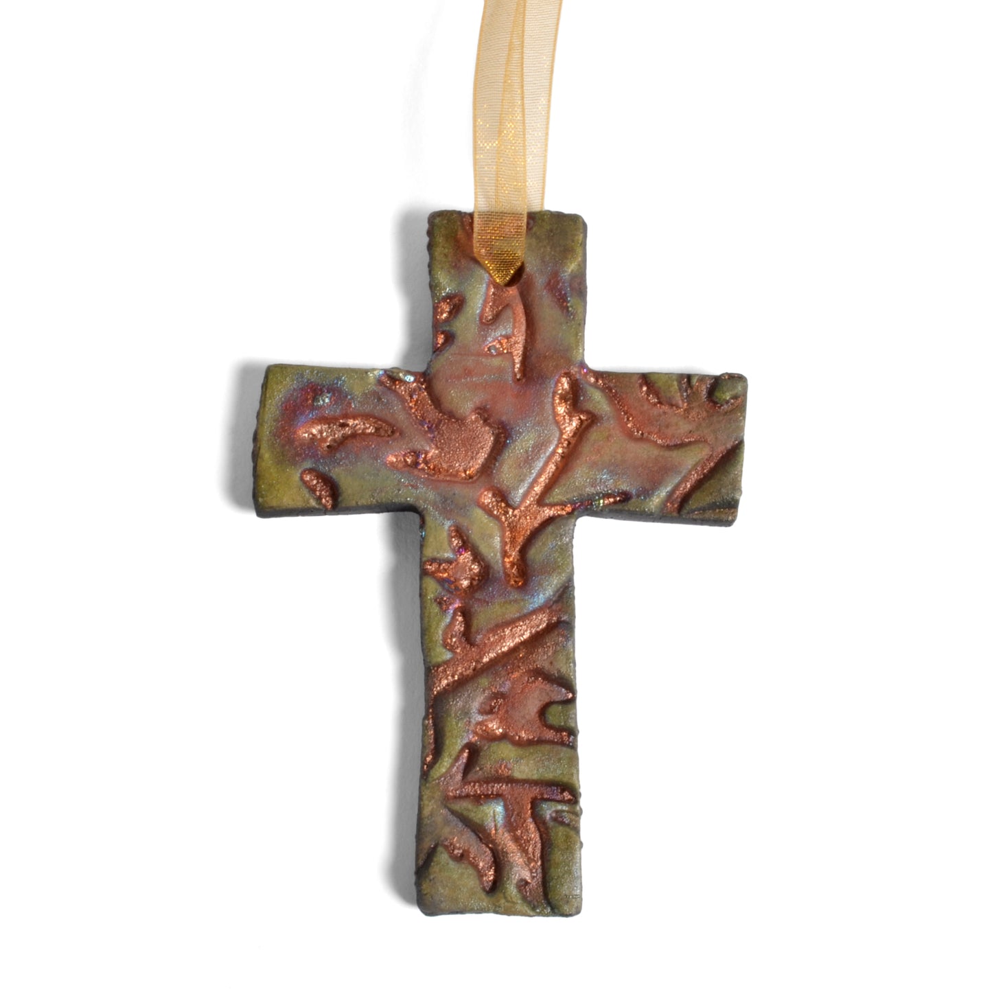 PotTerre Raku Pottery Cross Ornament