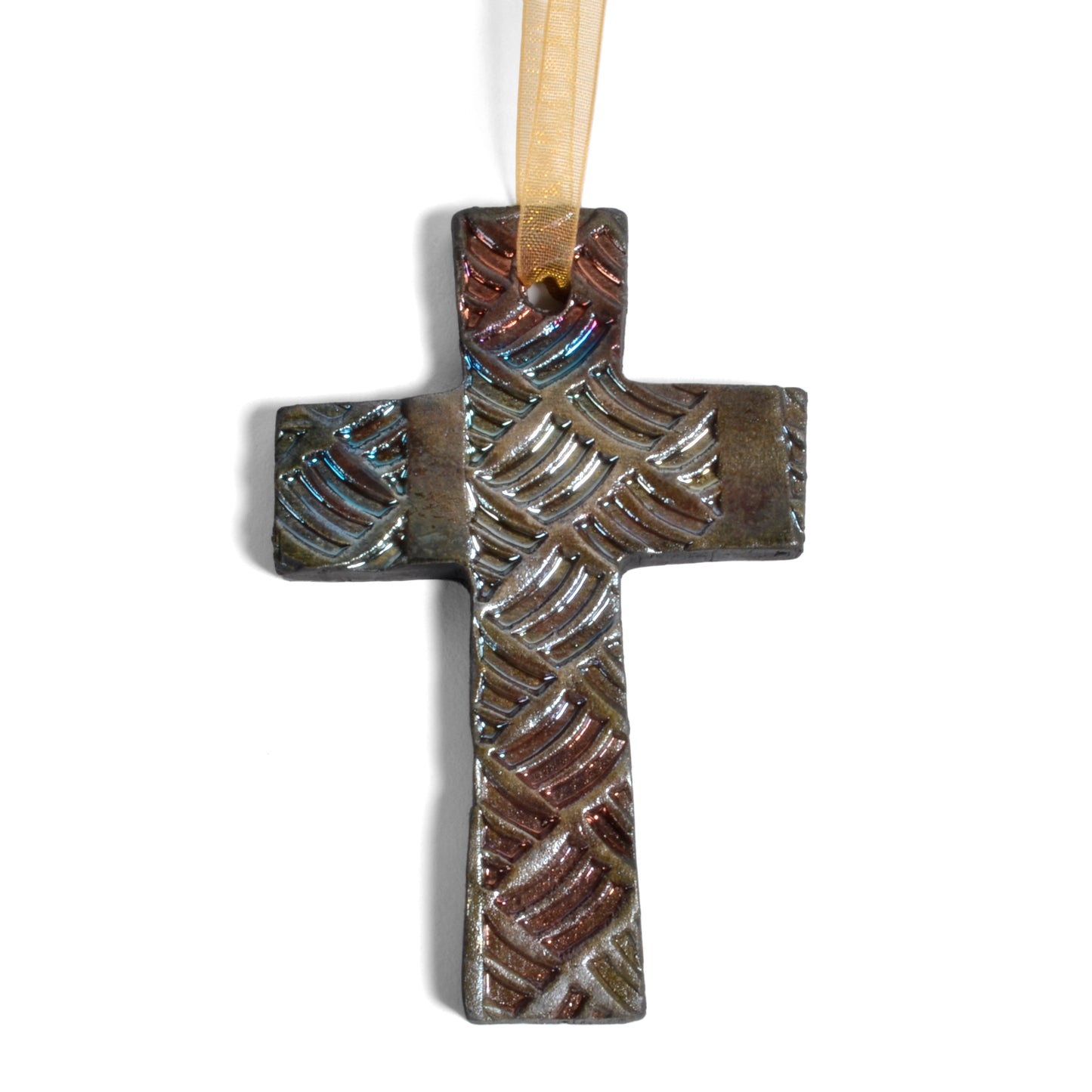 PotTerre Raku Pottery Cross Ornament
