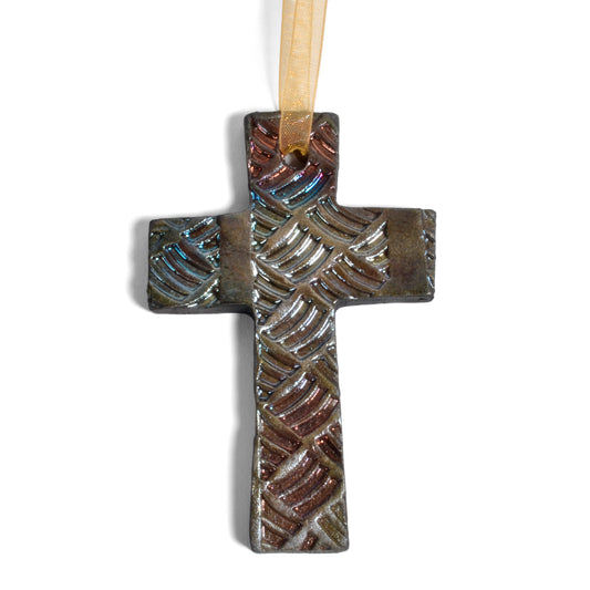 PotTerre Raku Pottery Cross Ornament