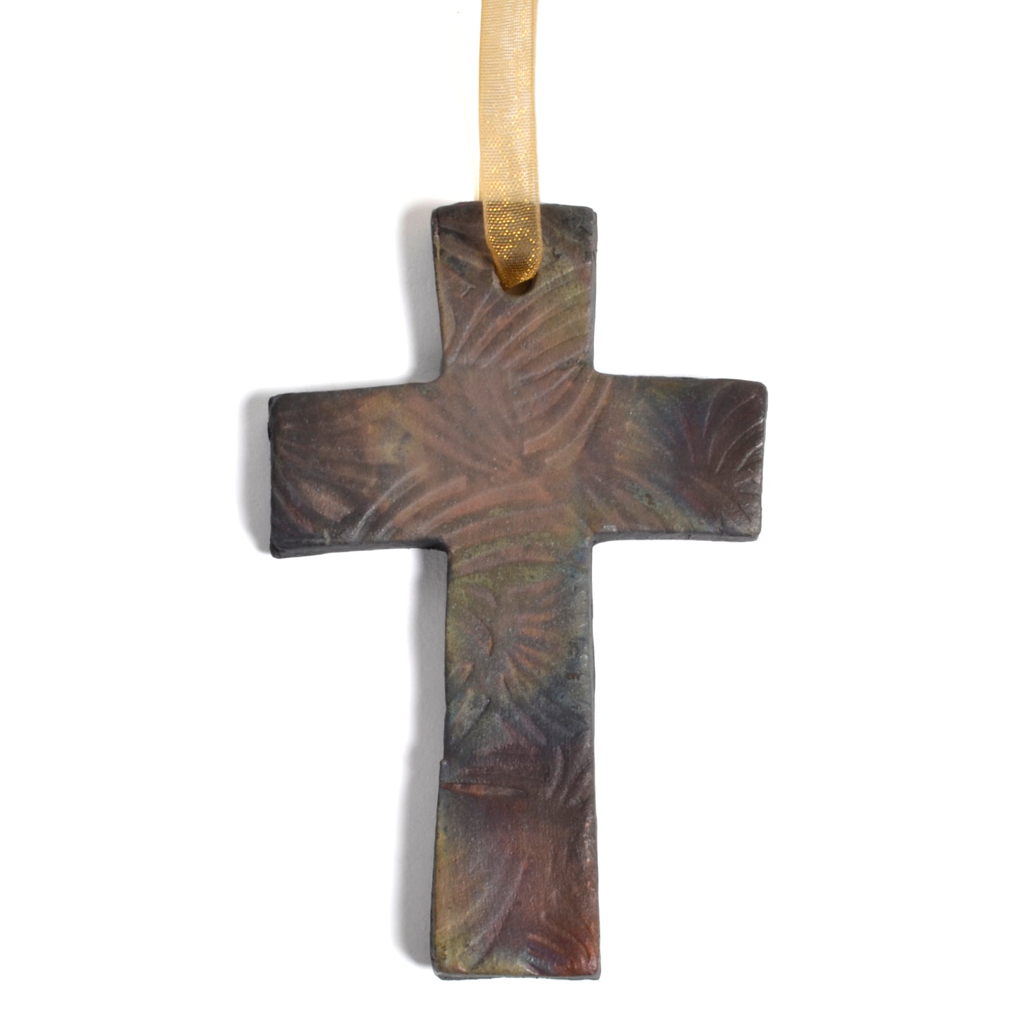 PotTerre Raku Pottery Cross Ornament