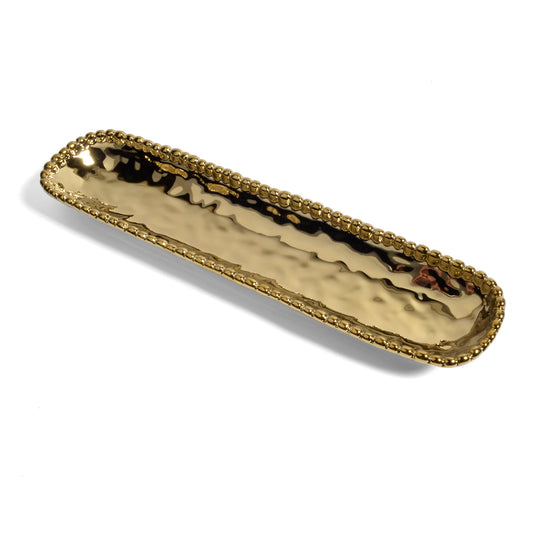 Pampa Bay Monaco Titanium-Plated Porcelain Cracker Tray, Gold
