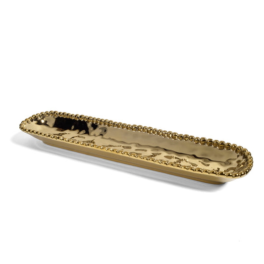 Pampa Bay Monaco Titanium-Plated Porcelain Cracker Tray, Gold