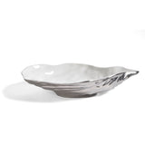 Pampa Bay CER-1977-W Oyster Shaped Dish, White and Silver