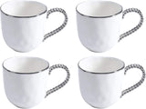 Pampa Bay Porcelain Mug with Titanium Accents, White/Silver, Set of 4