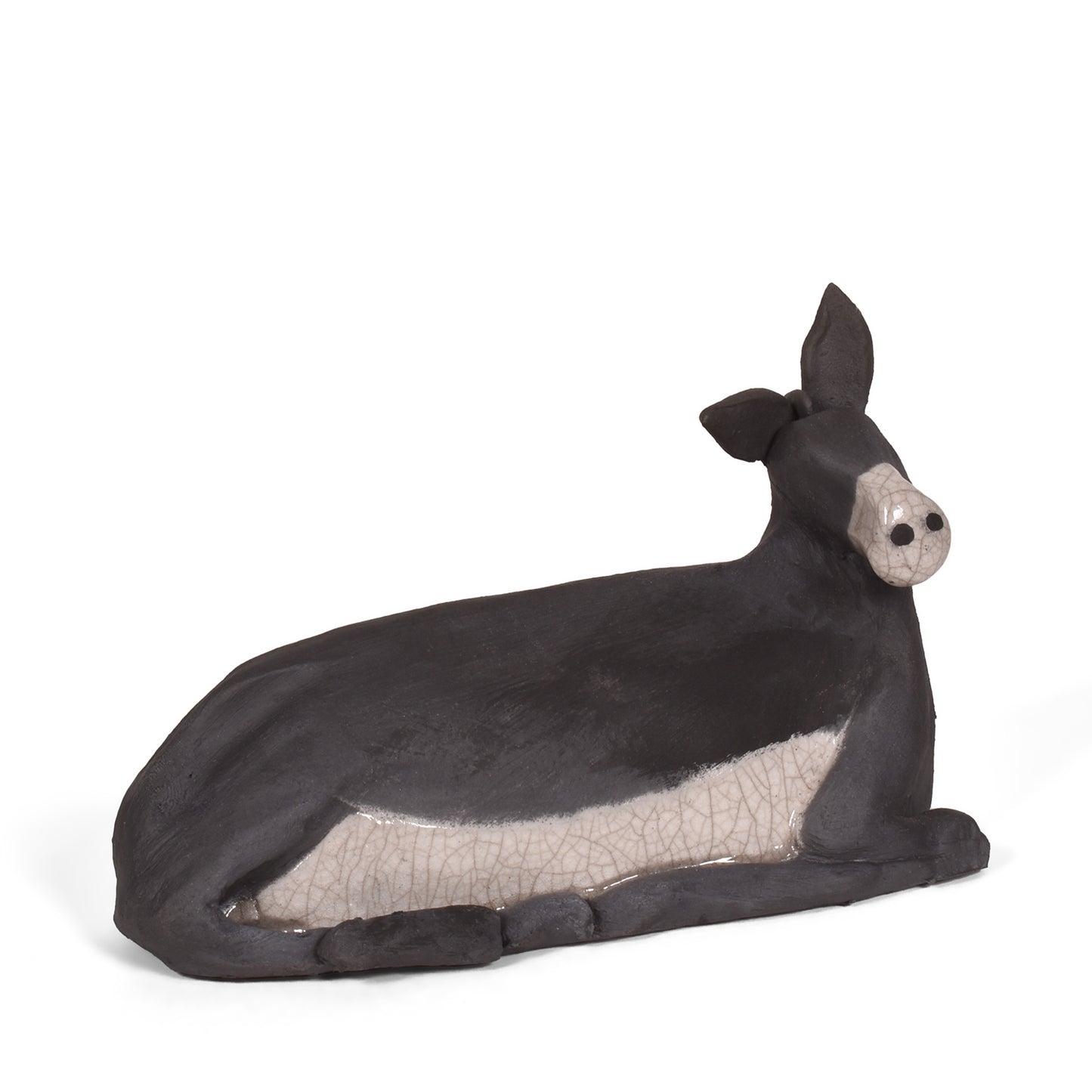 PotTerre Raku Pottery 6-inch Donkey Nativity Figurine, Handmade in The USA