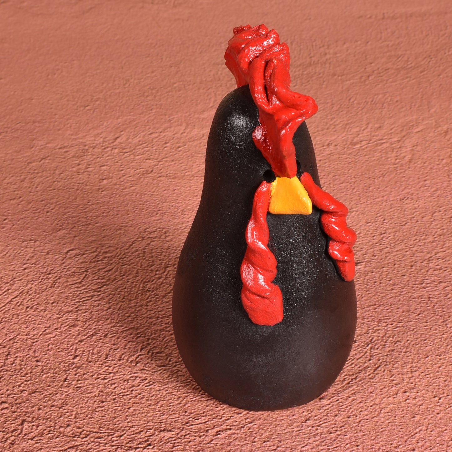PotTerre Raku Pottery Small Chicken Figurine, Handmade in The USA, Black